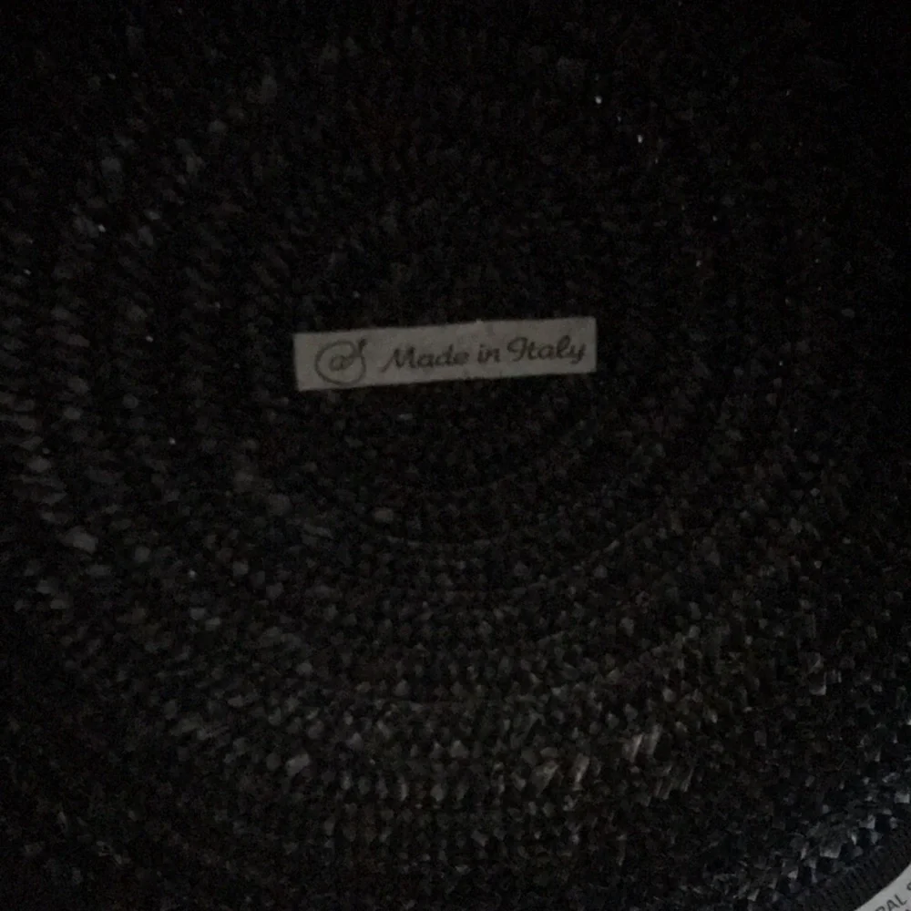 Vintage Italian Black Natural Straw Hat Medium - Picture 5 of 6